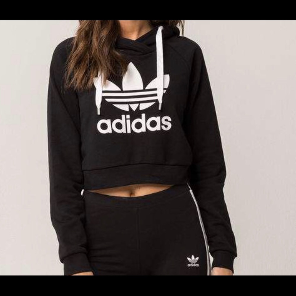 Black trefoil adidas cropped sweatshirt